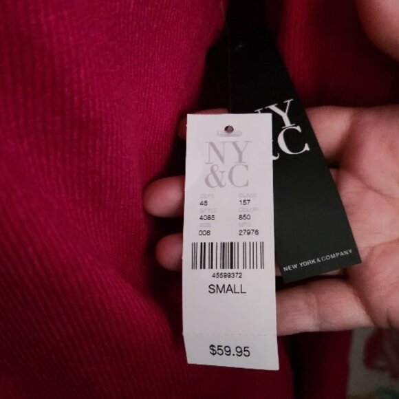 NWT -  NY&CO  sweater dress (S) , Fuchsia,  cowl neck to bare shoulder style - Picture 5 of 9